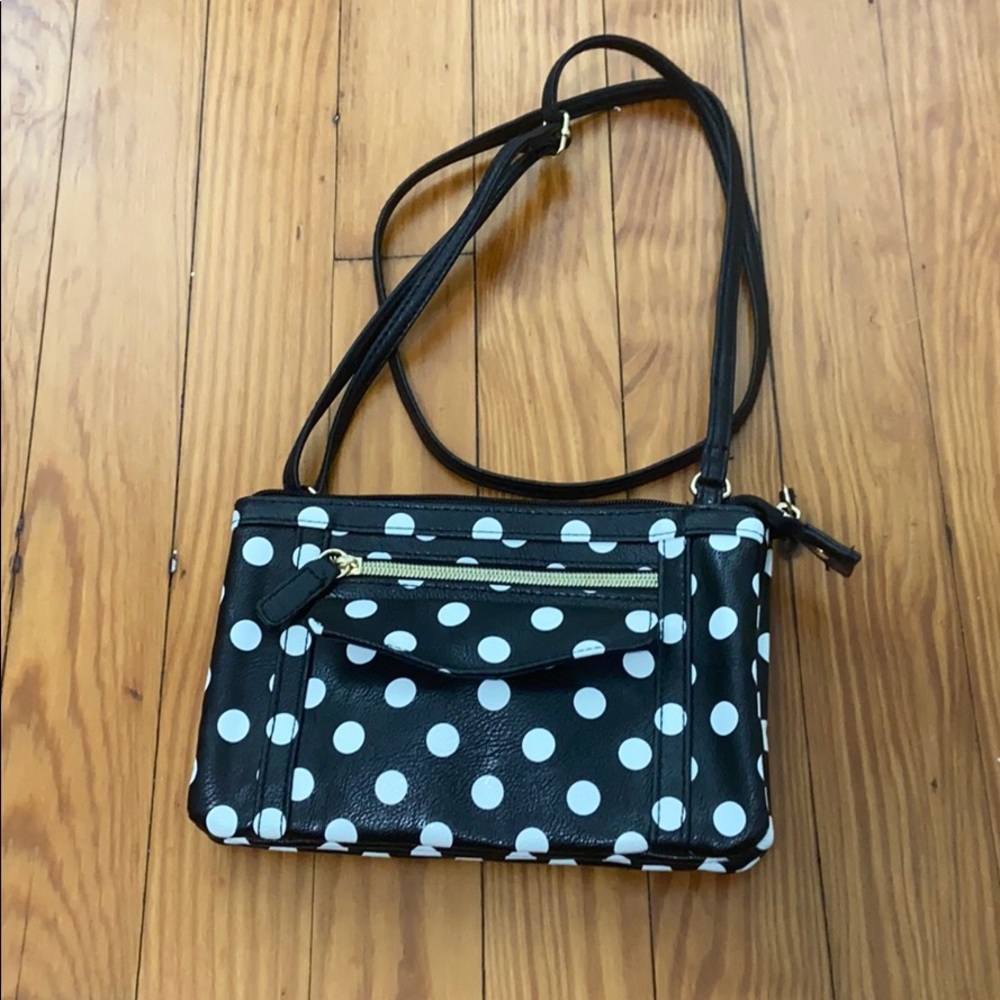 Black and White polka-dot Crossbody purse
